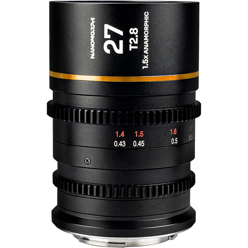 Laowa Nanomorph 27mm T2.8 1.5x S35 Anamorphic (Sony E, Canon RF, Fuji X, m43, ARRI PL & Canon EF) Amber Flare model - 1